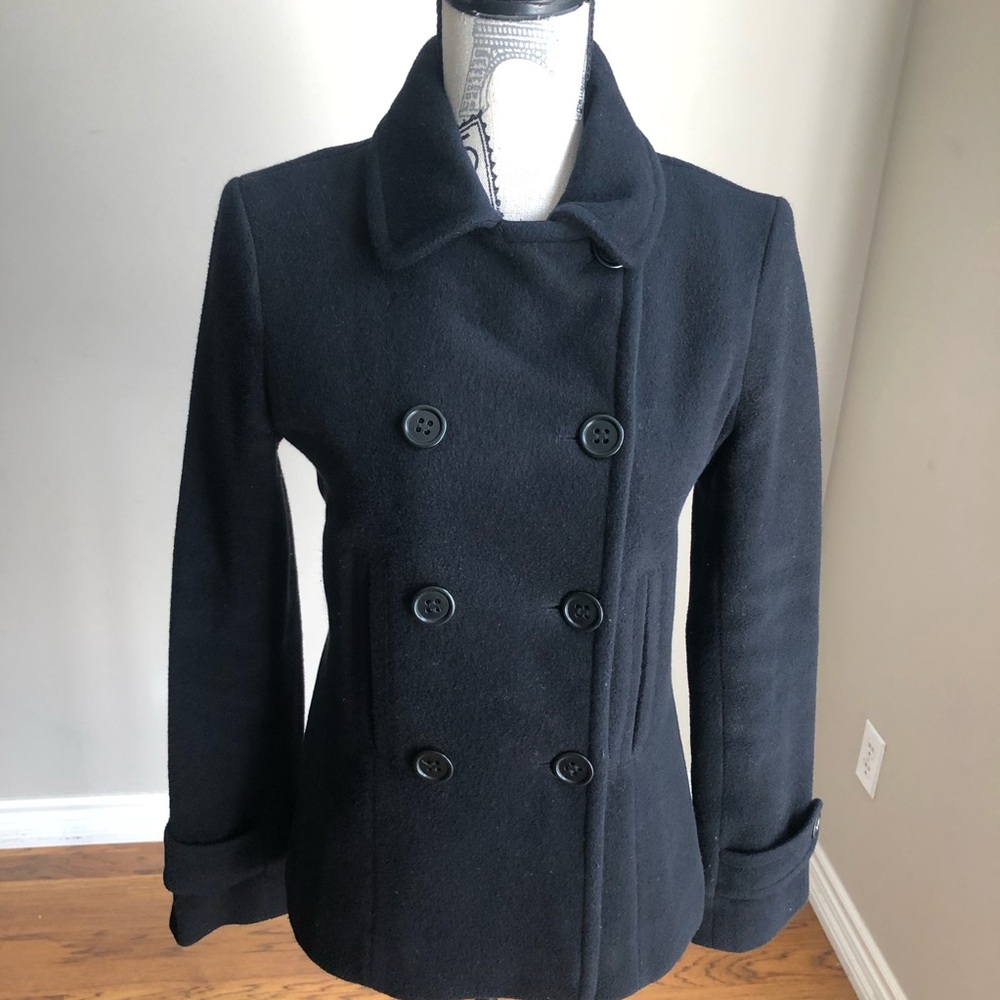 VINCE double breasted wool cashmere blend pea coat